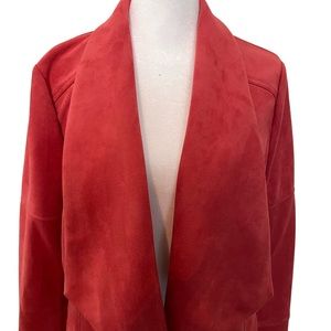 NWT -WHBM pink faux suede open front draped jacket size Medium